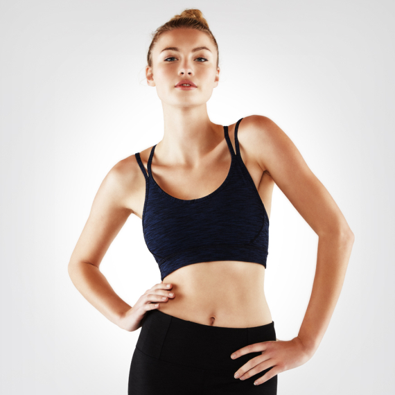 Sportovní podprsenka Manduka Cross Strap Bra Blue Melange