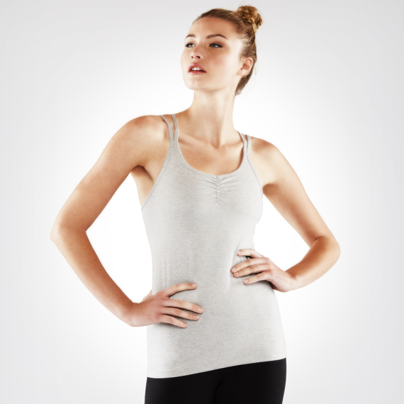 Tílko Manduka Cross Strap Cami Light Grey Heather