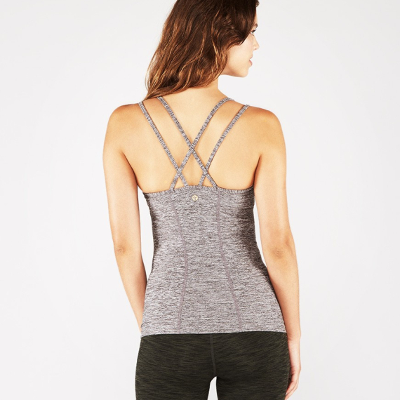 Tílko Manduka Cross Strap Cami Salt and Pepper Heather