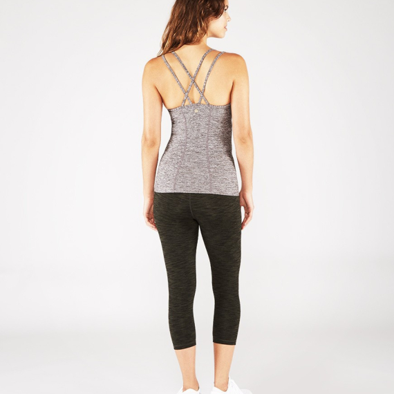 Tílko Manduka Cross Strap Cami Salt and Pepper Heather