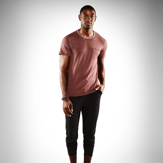 Triko Manduka Transcend Stripe Tee Maka/Raisin