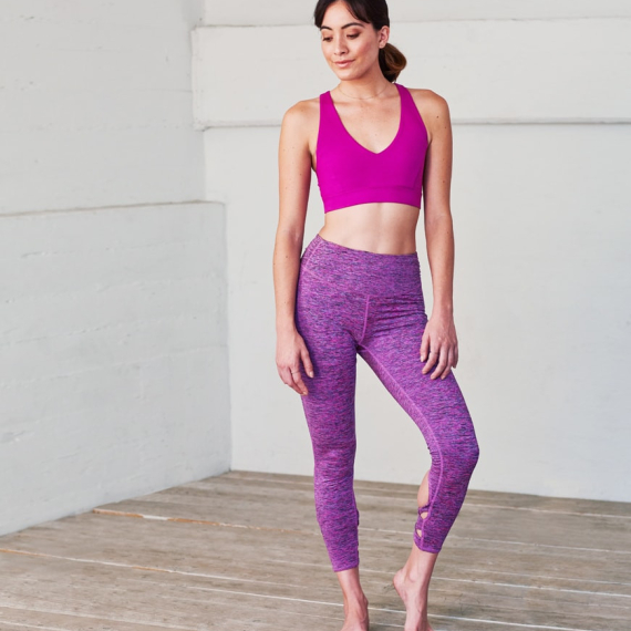 Dlouhé legíny Manduka Cross Back Crop Legging Orchid Melange