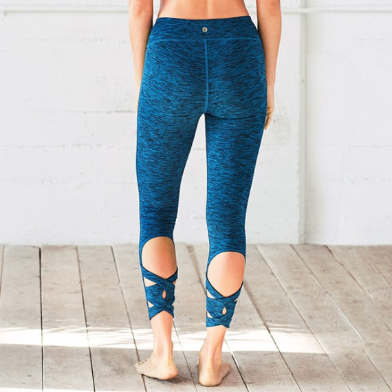 Dlouhé legíny Manduka Cross Back Crop Legging Maldive Melange